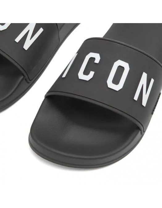 Papuci DSQUARED2, Logo Icon Insertm Black - FFM0023172035162124