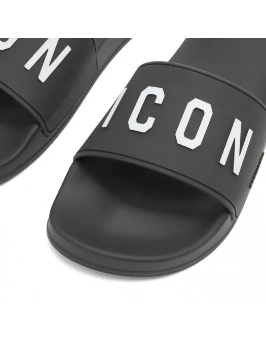 Papuci DSQUARED2, Logo Icon Insertm Black - FFM0023172035162124 Papuci DSQUARED2, Logo Icon Insertm Black - FFM0023172035162124