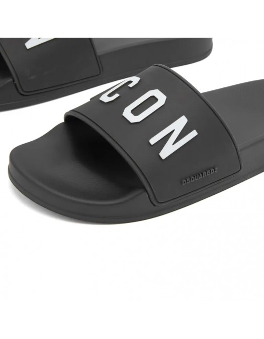 Papuci DSQUARED2, Logo Icon Insertm Black - FFM0023172035162124