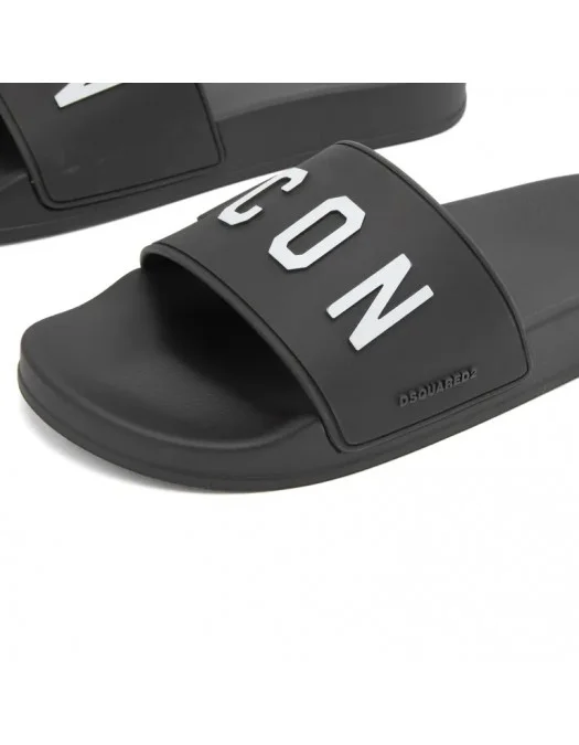 Papuci DSQUARED2, Logo Icon Insertm Black - FFM0023172035162124 Papuci DSQUARED2, Logo Icon Insertm Black - FFM0023172035162124