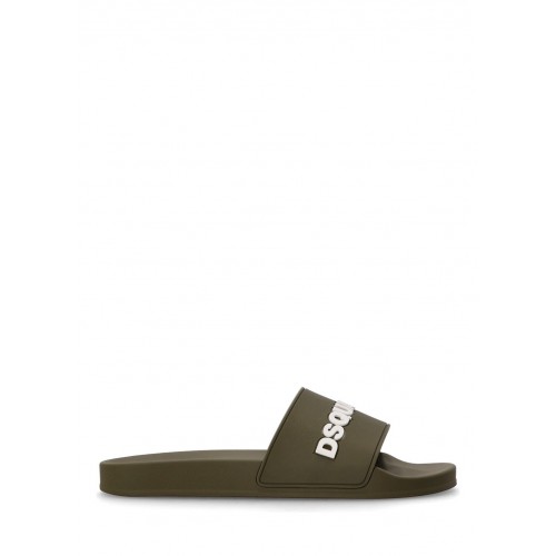 Papuci DSQUARED2, Logo Print 3D, Green Olive Papuci DSQUARED2, Logo Print 3D, Green Olive