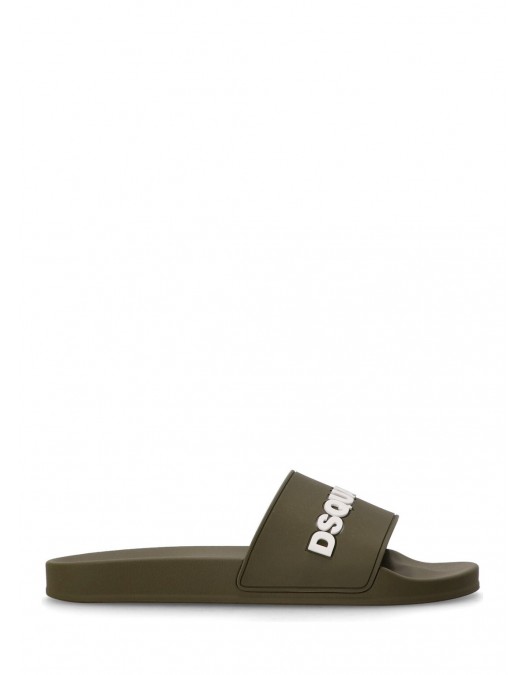 Papuci DSQUARED2, Logo Print 3D, Green Olive - FFM0023172050138066 Papuci DSQUARED2, Logo Print 3D, Green Olive - FFM0023172050138066