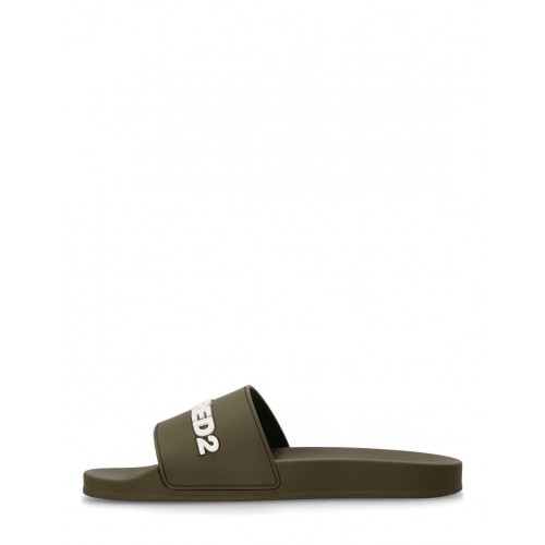 Papuci DSQUARED2, Logo Print 3D, Green Olive Papuci DSQUARED2, Logo Print 3D, Green Olive