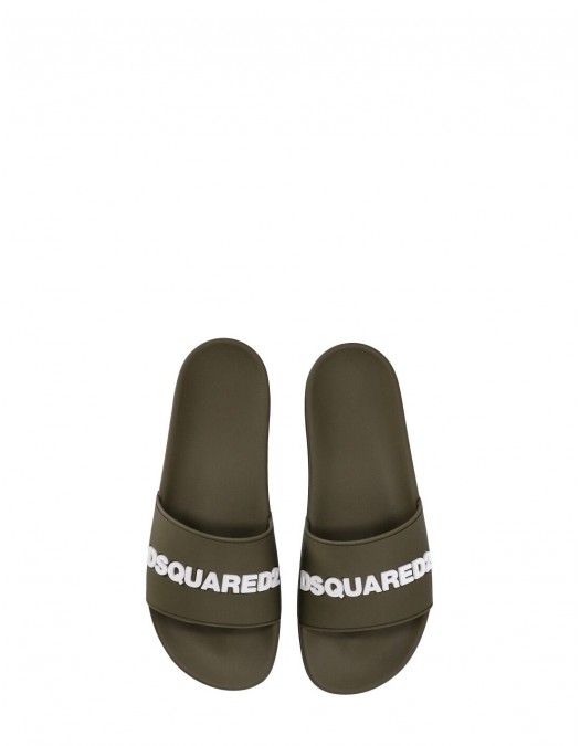 Papuci DSQUARED2, Logo Print 3D, Green Olive - FFM0023172050138066 Papuci DSQUARED2, Logo Print 3D, Green Olive - FFM0023172050138066