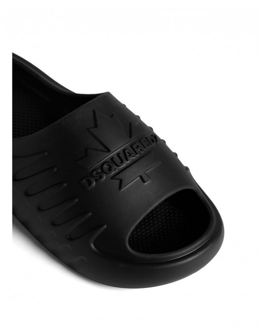 Papuci DSQUARED2, Leaf Slide, Futuristic Design, Black - FFM0025172000012124