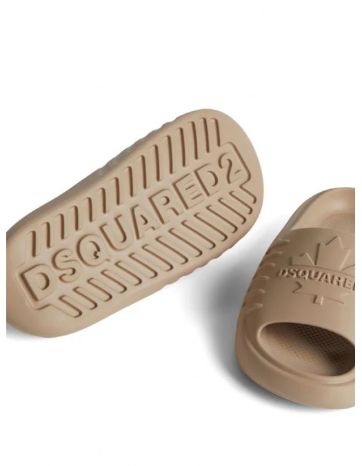 Papuci DSQUARED2, Leaf Slide, Futuristic Design, Beige - FFM0025172000015086