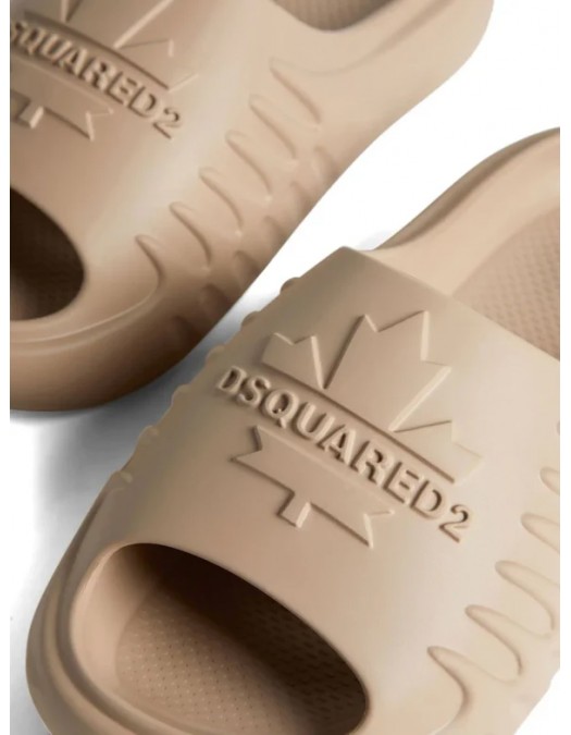 Papuci DSQUARED2, Leaf Slide, Futuristic Design, Beige - FFM0025172000015086