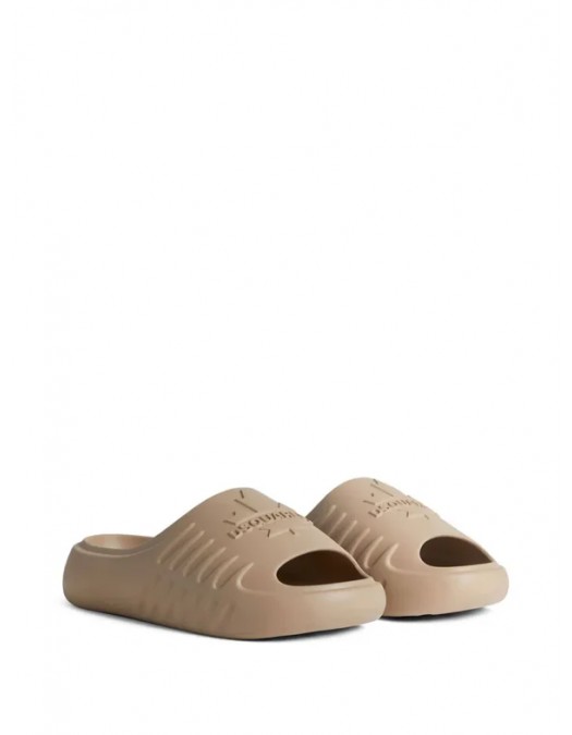 Papuci DSQUARED2, Leaf Slide, Futuristic Design, Beige - FFM0025172000015086