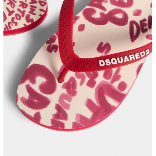 Papuci Dsquared, Rebel Hibiscus Flip Flops