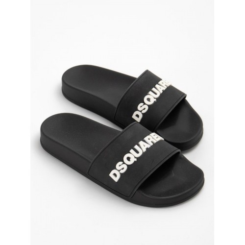Papuci DSQUARED2, Logo Print 3D, Negru Papuci DSQUARED2, Logo Print 3D, Negru