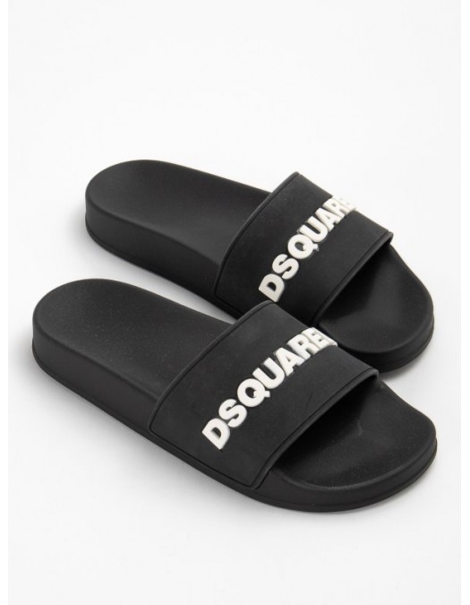 Papuci DSQUARED2, Logo Print 3D, Negru - FFW0017172050132124 Papuci DSQUARED2, Logo Print 3D, Negru - FFW0017172050132124