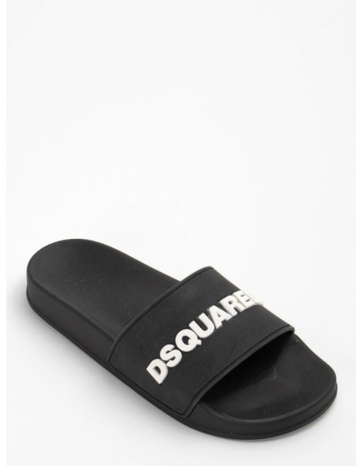 Papuci DSQUARED2, Logo Print 3D, Negru - FFW0017172050132124 Papuci DSQUARED2, Logo Print 3D, Negru - FFW0017172050132124