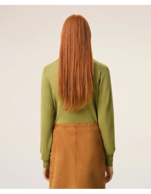 Cardigan AMI PARIS, Green Wool Crewneck Ami De Coeur Cardigan - FKC386KN0039A091