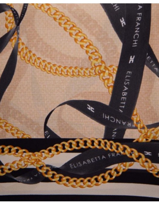 Esarfa ELISABETTA FRANCHI, Scarf with ribbon and chain print - FO16L61E2045TU
