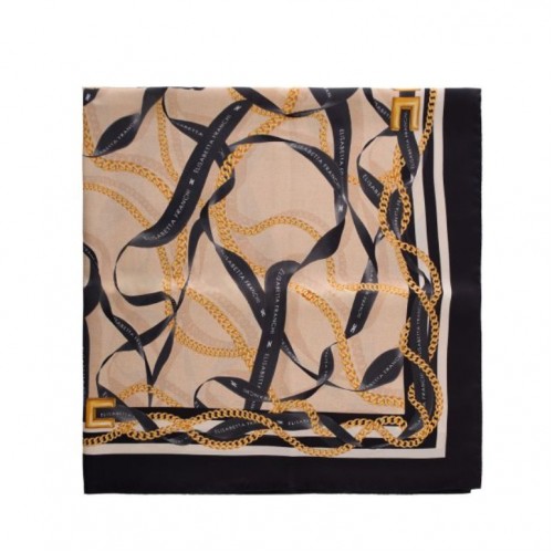 Esarfa ELISABETTA FRANCHI, Scarf with ribbon and chain print
