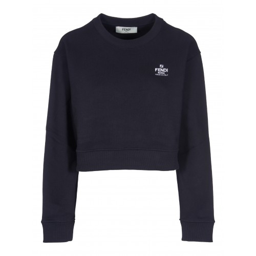 Hanorac Fendi, Short Crop, Logo Insert, Black