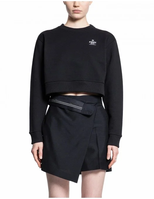 Hanorac Fendi, Short Crop, Logo Insert, Black - FS9648AOE3F0GME Hanorac Fendi, Short Crop, Logo Insert, Black - FS9648AOE3F0GME