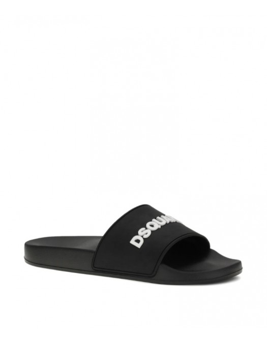 Papuci DSQUARED2, Logo Slides, Negru - FSM0085172088692124