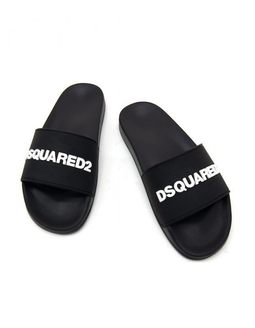 Papuci DSQUARED2, Logo Slides, Negru - FSM0085172088692124