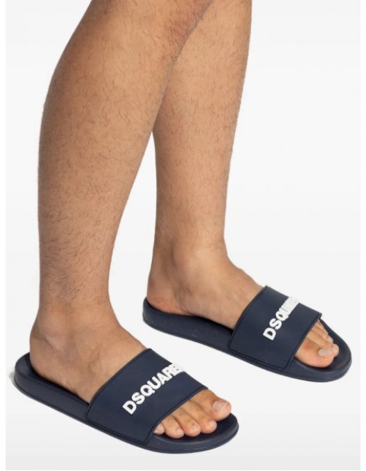 Papuci DSQUARED2, Logo Slides, Navy Blue - FSM0085172088693085