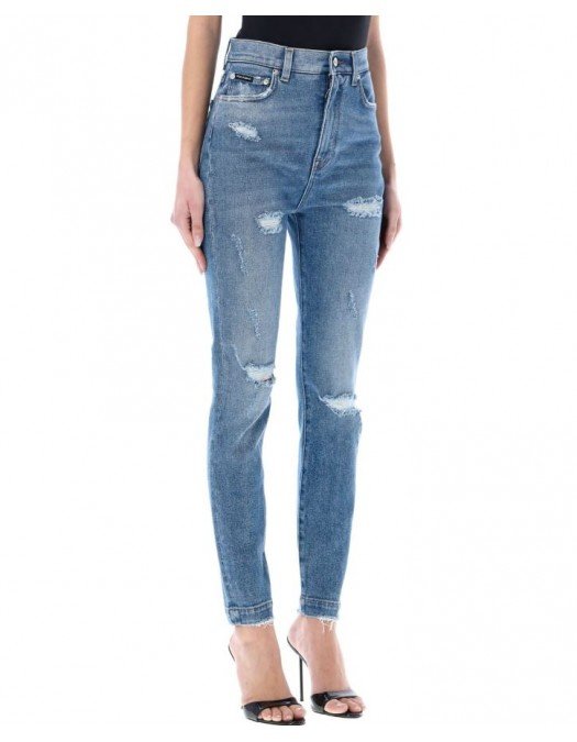 Jeans DOLCE & GABBANA, Grace Jeans cu rupturi, Blue - FTCAHDG8HS1S9001