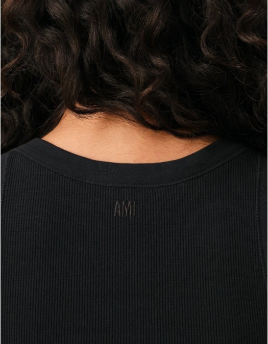 Maieu AMI PARIS, Black Cotton Ami De Coeur Tanktop - FTP811JE0117045