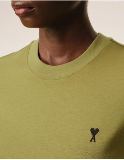 Tricou AMI PARIS, Green Cotton Ami De Coeur Cropped T-shirt - FTS347724A035