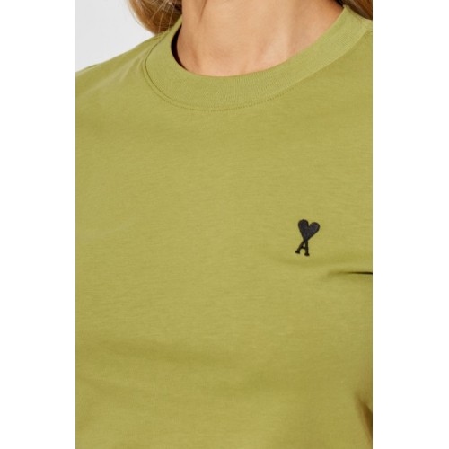 Tricou AMI PARIS, Green Cotton Ami De Coeur Cropped T-shirt