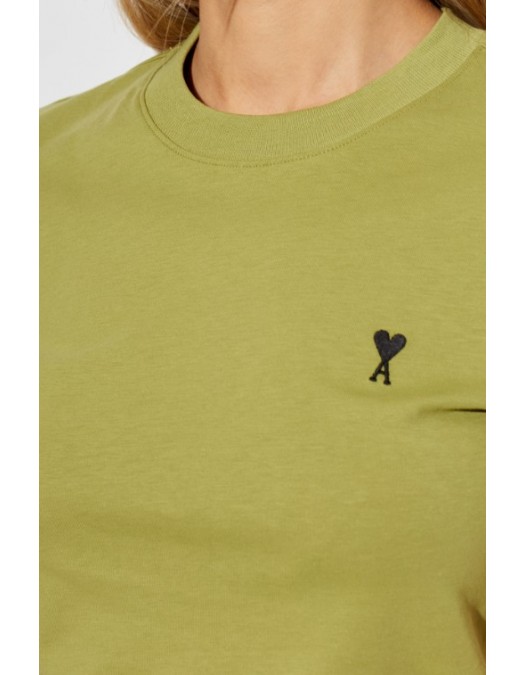 Tricou AMI PARIS, Green Cotton Ami De Coeur Cropped T-shirt - FTS347724A035