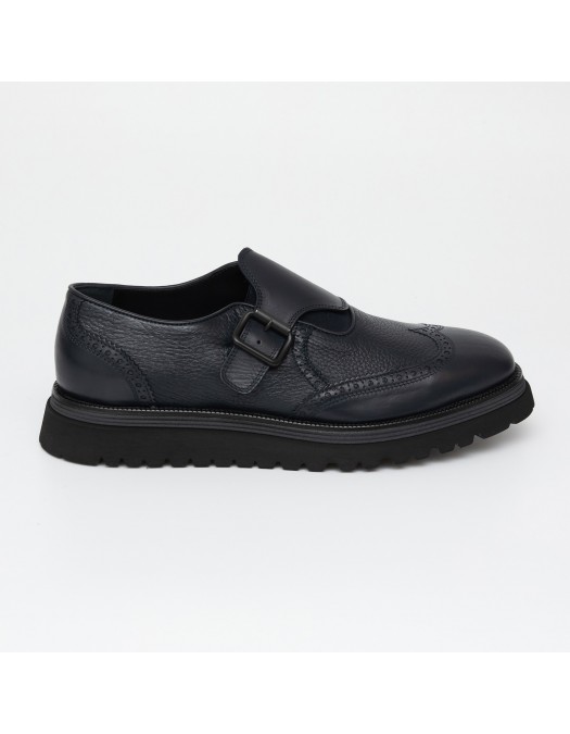 Pantofi GNV, Brogue Monk Strap Style, Navy Blue - G43489BLU