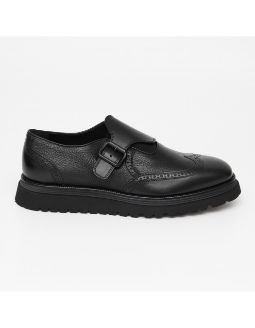 Pantofi GNV, Brogue Monk Strap Style, Black - G43489NERO