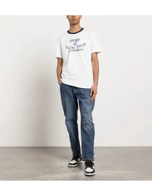Tricou DOLCE & GABBANA, Milano - Italia Print, Alb - G8PE3TFU7EQHW4IG Tricou DOLCE & GABBANA, Milano - Italia Print, Alb - G8PE3TFU7EQHW4IG