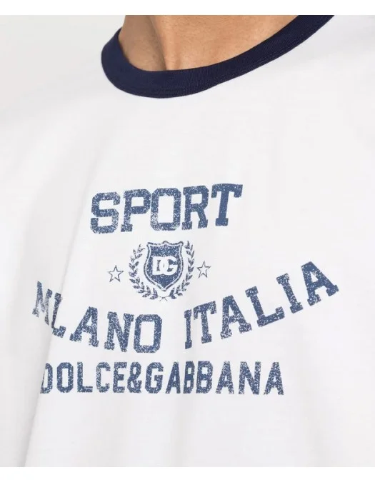 Tricou DOLCE & GABBANA, Milano - Italia Print, Alb - G8PE3TFU7EQHW4IG Tricou DOLCE & GABBANA, Milano - Italia Print, Alb - G8PE3TFU7EQHW4IG