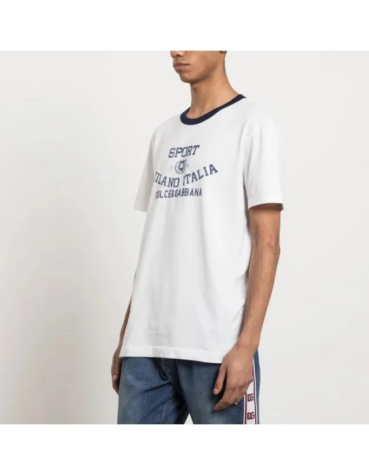 Tricou DOLCE & GABBANA, Milano - Italia Print, Alb - G8PE3TFU7EQHW4IG Tricou DOLCE & GABBANA, Milano - Italia Print, Alb - G8PE3TFU7EQHW4IG