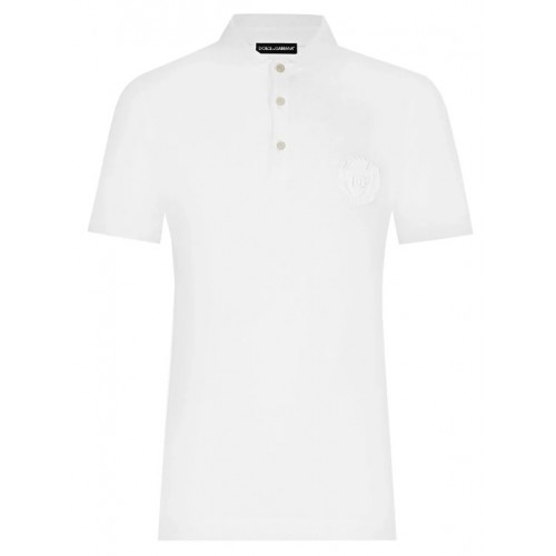 Tricou Dolce & Gabbana, Polo, Logo Insert, White Tricou Dolce & Gabbana, Polo, Logo Insert, White