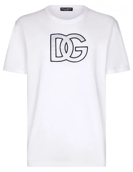 Tricou DOLCE & GABBANA, Black Contour Logo, Alb - G8PL5ZFU7EQW0800