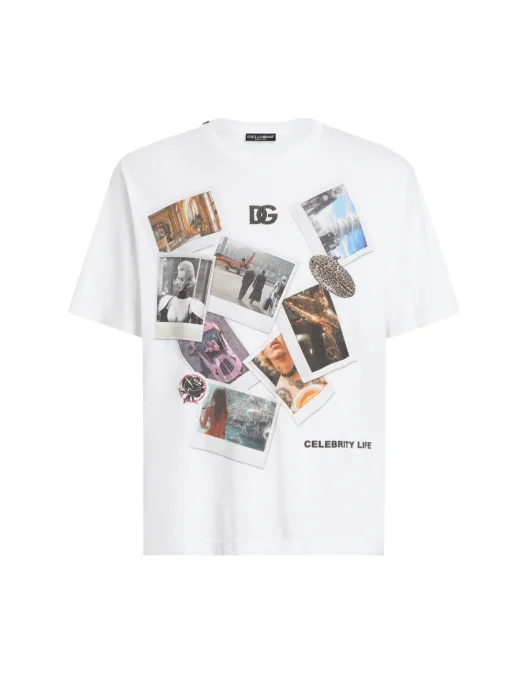 TRICOU DOLCE & GABBANA, Postcard Print, White - G8PN9TG704RW0800 TRICOU DOLCE & GABBANA, Postcard Print, White - G8PN9TG704RW0800