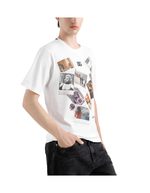 TRICOU DOLCE & GABBANA, Postcard Print, White - G8PN9TG704RW0800 TRICOU DOLCE & GABBANA, Postcard Print, White - G8PN9TG704RW0800