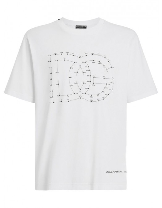 Tricou Dolce & Gabbana, Logo Print, Connect Dots, White Oversized - G8PN9TG7O4NW0800