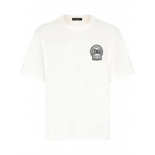 Tricou DOLCE & GABBANA, Logo Brodat, Alb Tricou DOLCE & GABBANA, Logo Brodat, Alb