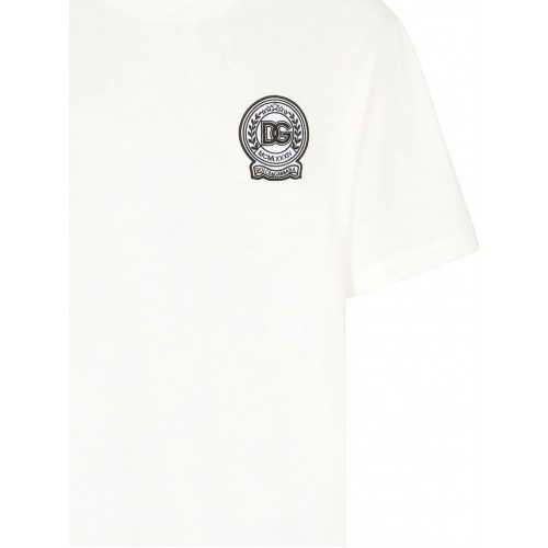 Tricou DOLCE & GABBANA, Logo Brodat, Alb Tricou DOLCE & GABBANA, Logo Brodat, Alb