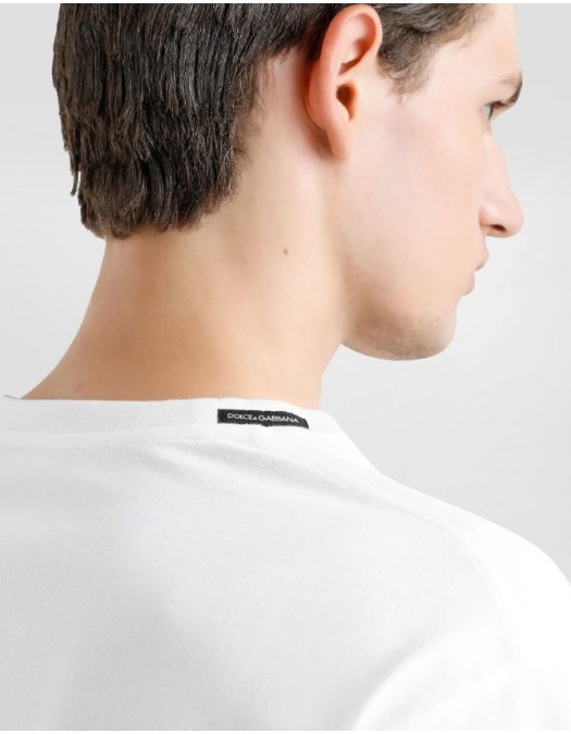 Tricou Dolce & Gabbana, Black DG logo embroidery, Alb - G8PN9ZG7O4EW0800