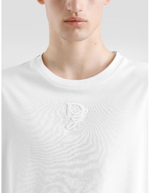 Tricou Dolce & Gabbana, Black DG logo embroidery, Alb - G8PN9ZG7O4EW0800