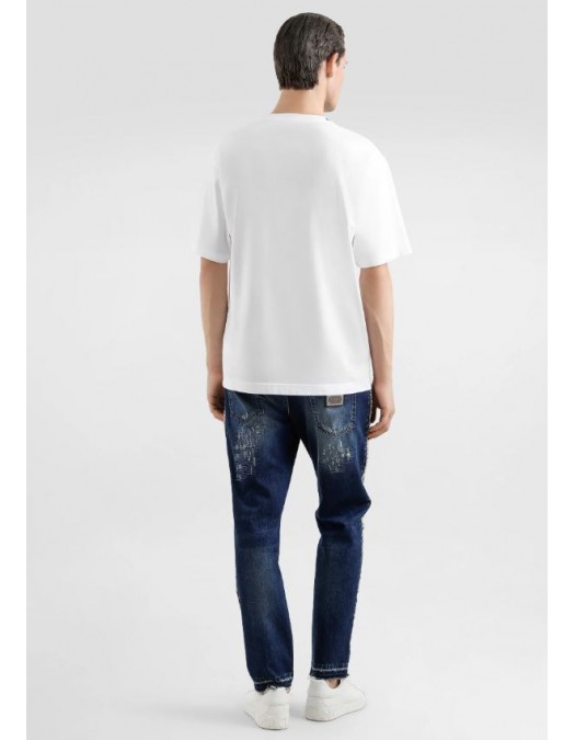 Tricou Dolce & Gabbana, Black DG logo embroidery, Alb - G8PN9ZG7O4EW0800