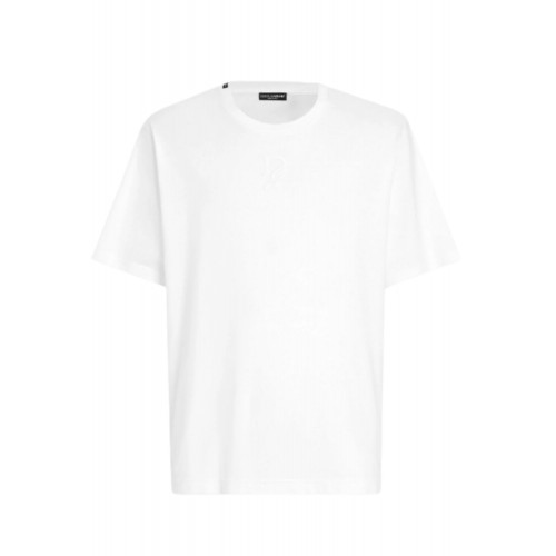 Tricou Dolce & Gabbana, Black DG logo embroidery, Alb