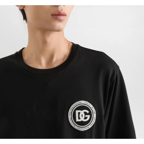 Tricou DOLCE & GABBANA, Jersey t-shirt with patch, Black