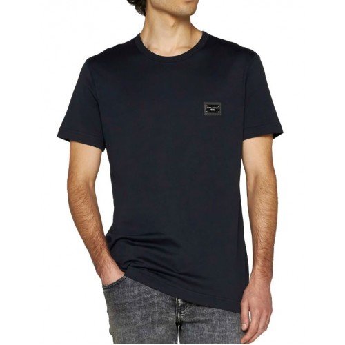 Tricou Dolce & Gabbana, Logo Argintiu, Bleumarin