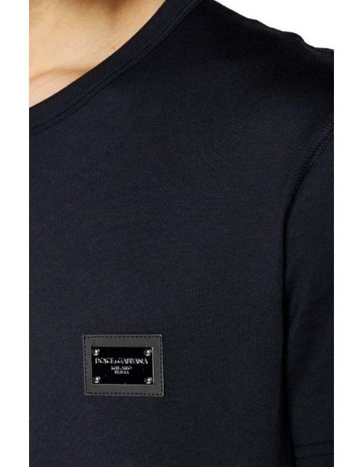 Tricou Dolce & Gabbana, Logo Argintiu, Bleumarin - G8PT1TG7F2IB0665 Tricou Dolce & Gabbana, Logo Argintiu, Bleumarin - G8PT1TG7F2IB0665