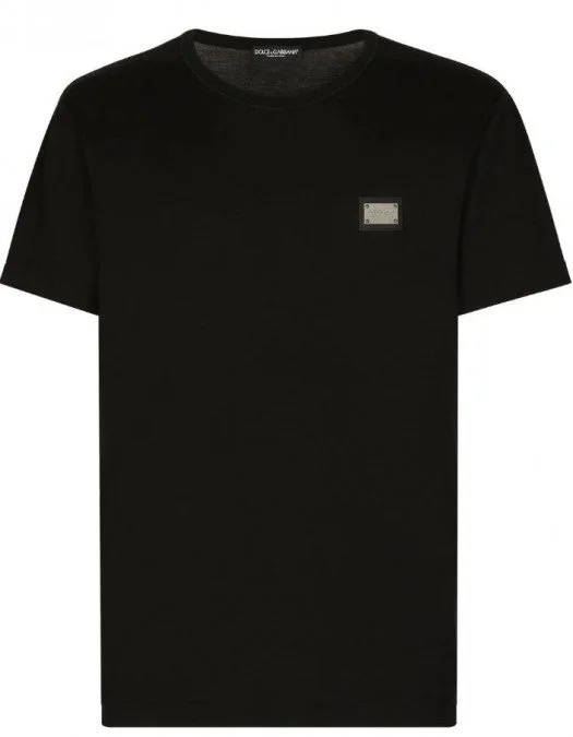 Tricou Dolce & Gabbana, Logo Argintiu, Negru - G8PT1TG7F2IN0000 Tricou Dolce & Gabbana, Logo Argintiu, Negru - G8PT1TG7F2IN0000