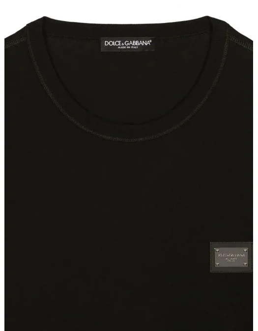 Tricou Dolce & Gabbana, Logo Argintiu, Negru - G8PT1TG7F2IN0000 Tricou Dolce & Gabbana, Logo Argintiu, Negru - G8PT1TG7F2IN0000